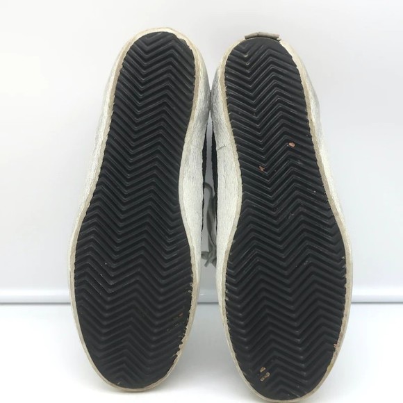 Golden Goose Mid Star Glitter Wing Tip Sneakers Black with Silver Star Size 38 - Picture 11 of 11